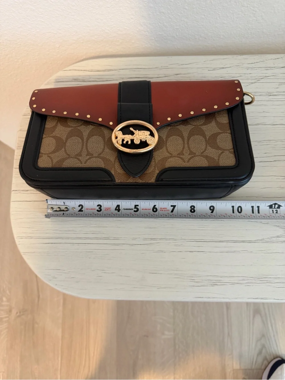 Coach Two-Tone Signature Saddle Bag in Brown and Black - Picture 13 of 15